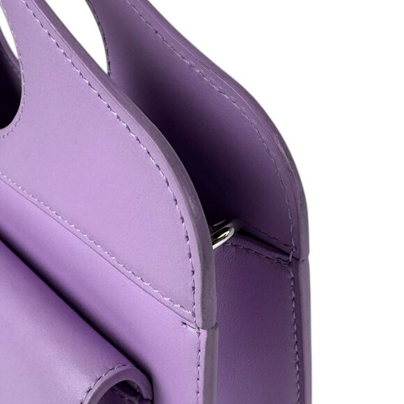 BURBERRY Handbag Shoulder Bag Purple Leather/Silvertone - Picture 7 of 13